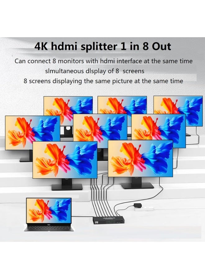 Sturnus 1×8 HDMI Splitter – 4K UHD HDMI Signal Distributor with Powered Amplifier for TVs, Projectors, Monitors & Home Theater - Image 3